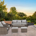 6 Piece Rattan Outdoor Sectional Seating Group with Cushions N371112