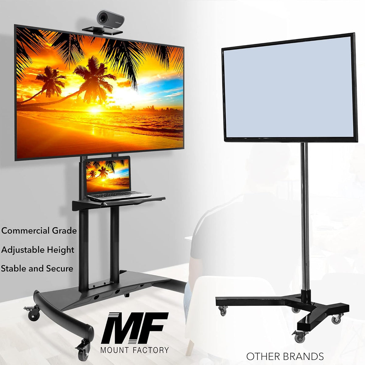 Rolling TV Stand Mobile TV Cart for 55 - 80 TV O4373
