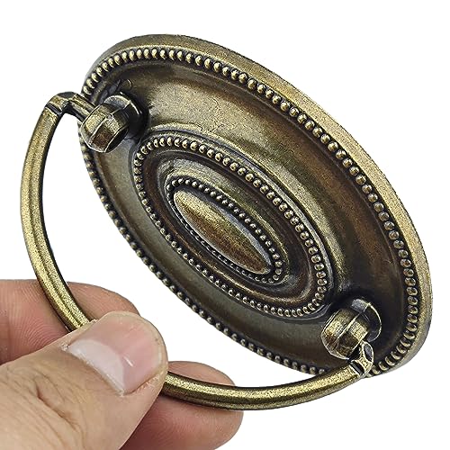 2 1/4" Antique Brass Oval Drop Swing Cabinet Knob Hardware 57 mm 2.25" Centers P52694