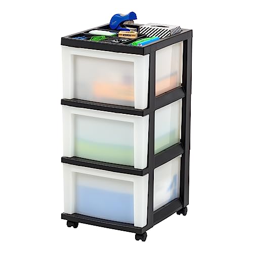 Black Plastic 4-Drawer Rolling Cart L758568