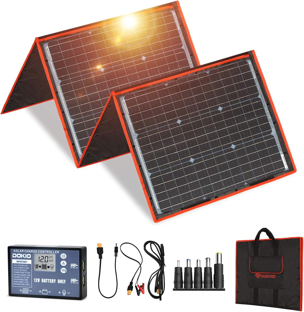 160W 18V Portable Solar Panel Kit with 2 USB Outputs G9405