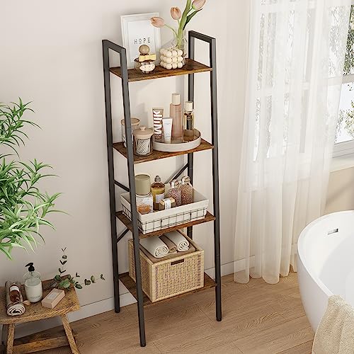 5-Tier Narrow Ladder Bookshelf, Metal Frame, Greige X223