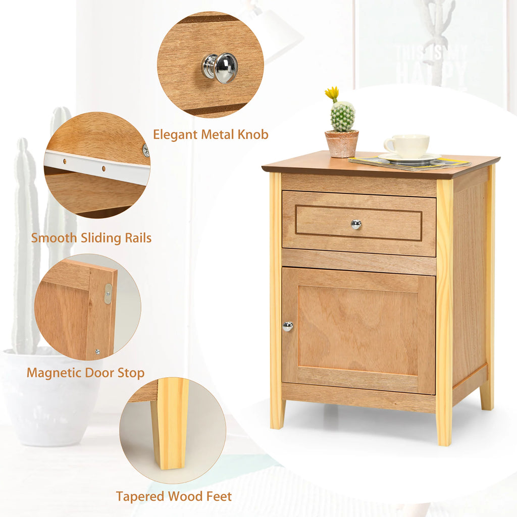 Natural Nightstand with Drawer U9494