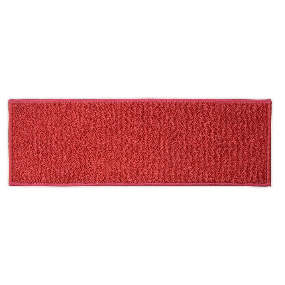 Solid Red 8.5x22 x 31.5x22 Indoor Carpet Stair Tread Cover with Slip Resistant Backing N7741