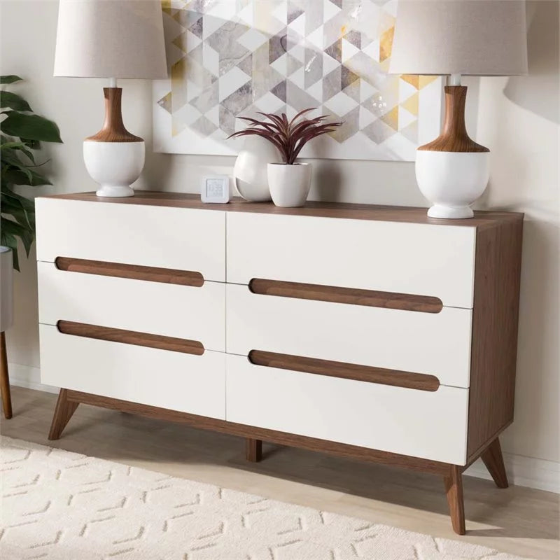 6 Drawer Wooden Double Dresser B4009