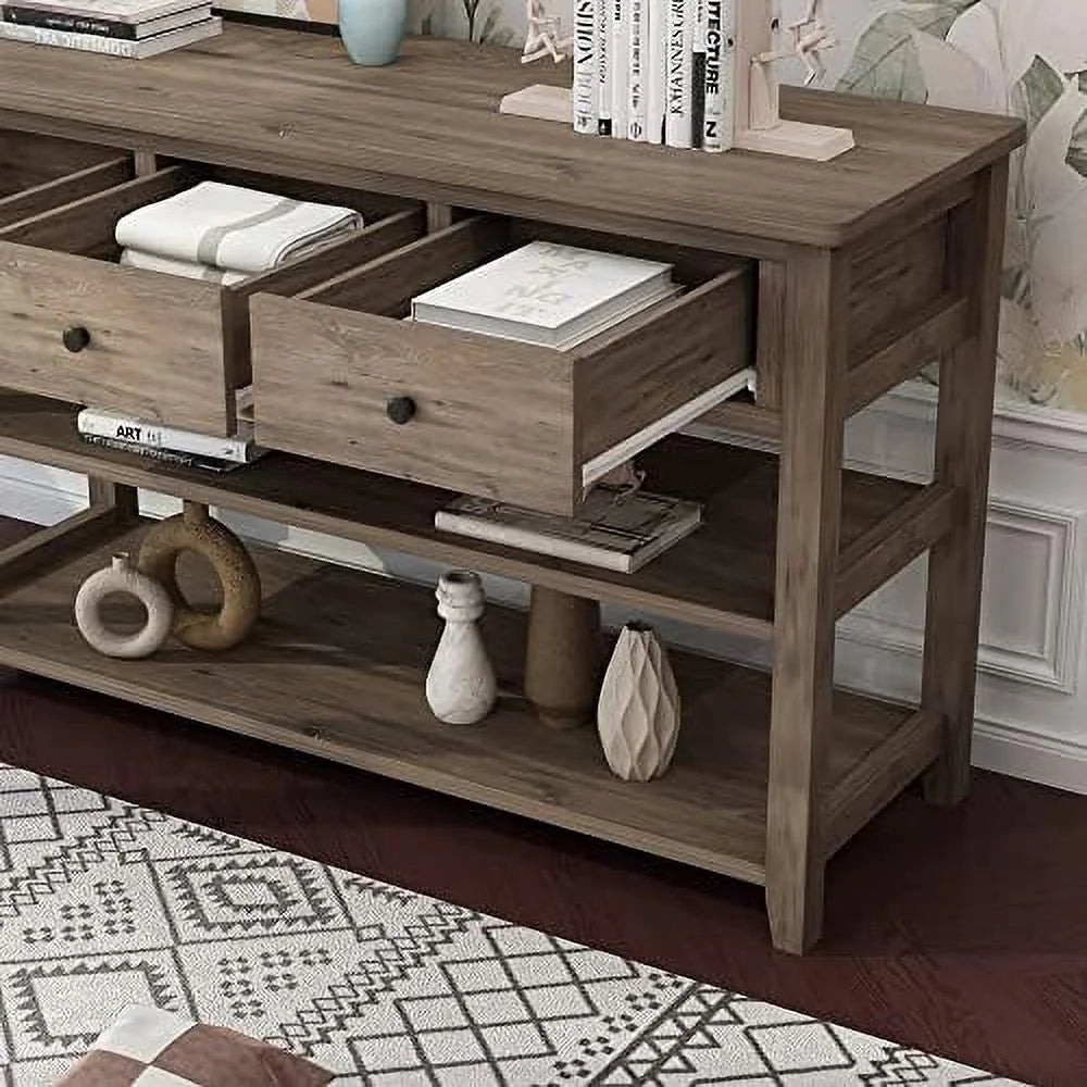 Grey 3 Tier Console Table with 3 Drawers and Shelves X237397