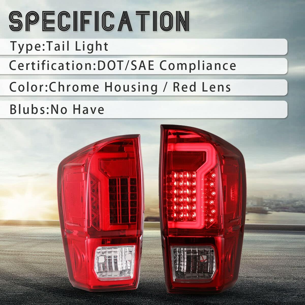 Black Housing Red Lens LED Tail Lights for Toyota Tacoma P332339