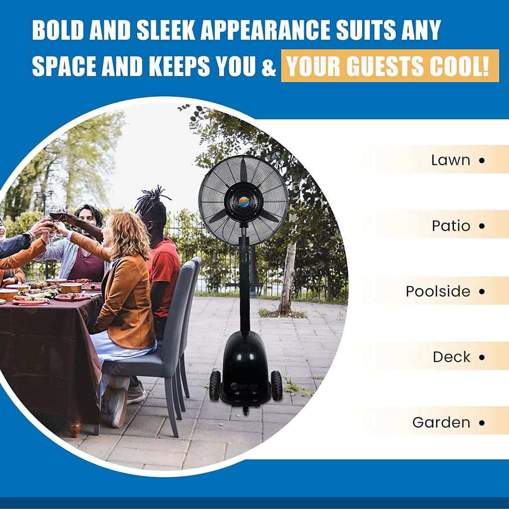 Oscillating Misting Pedestal Fan, 3 Cooling Speeds, 12 Gallon Tank, 26 inch, Black D4599