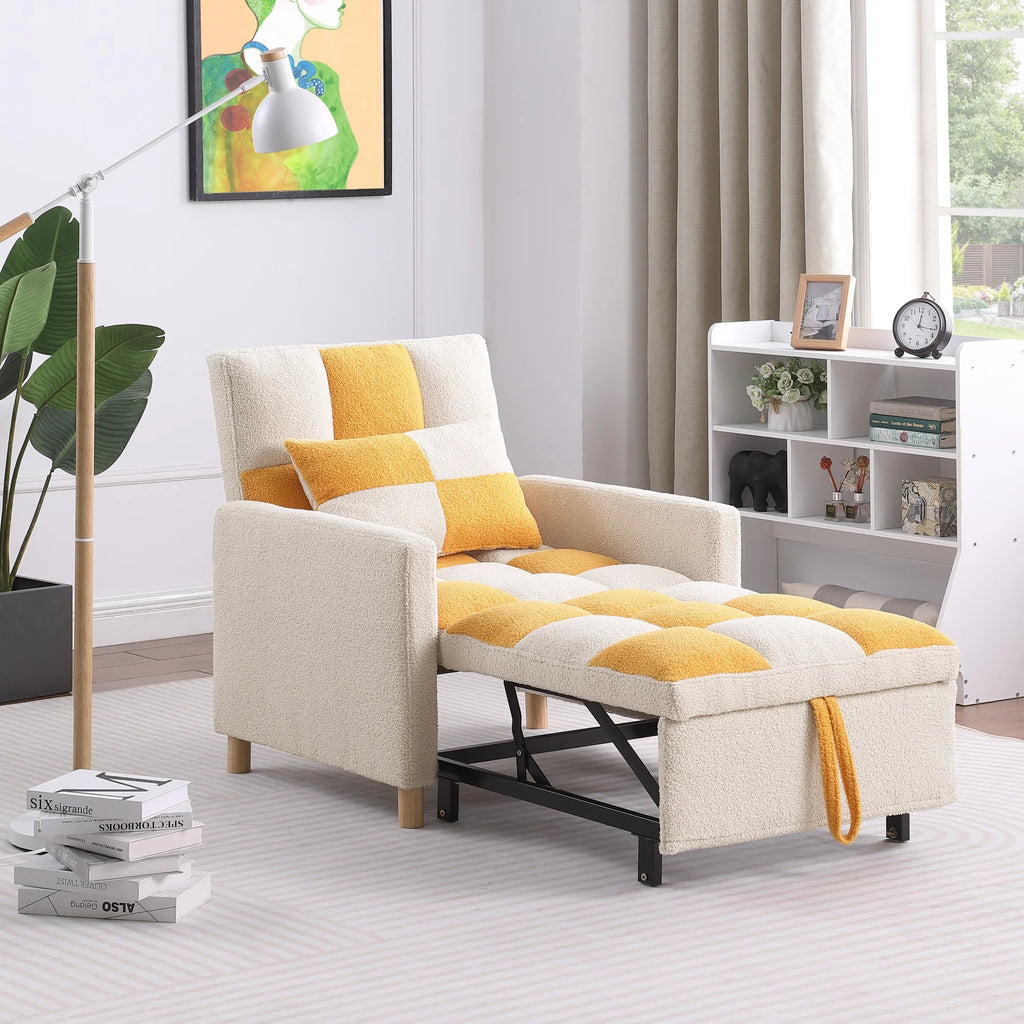 3-in-1 Convertible Sleeper Chair Bed Yellow P2897