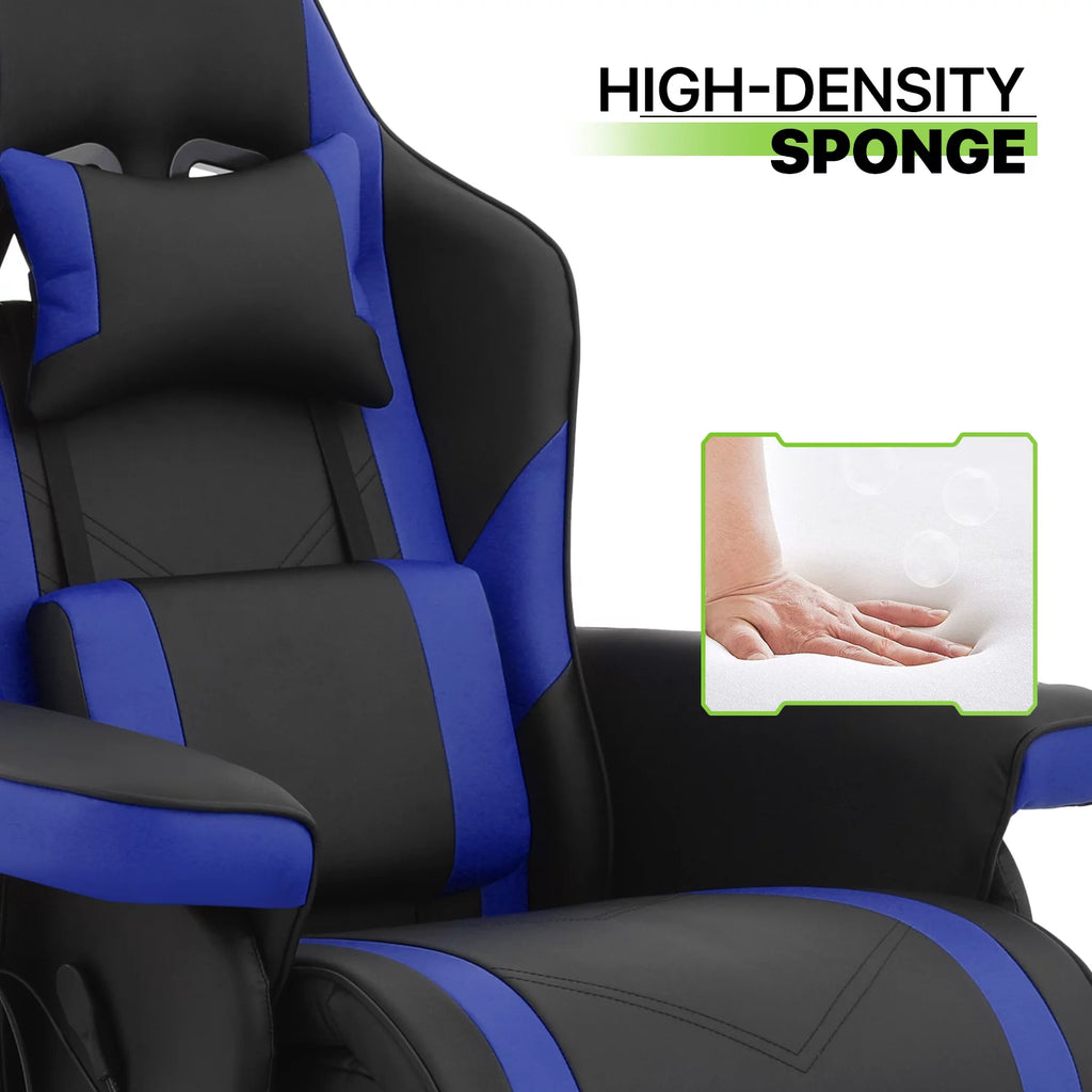 Blue Leather Gaming Recliner Chair with Cup Holder H9351