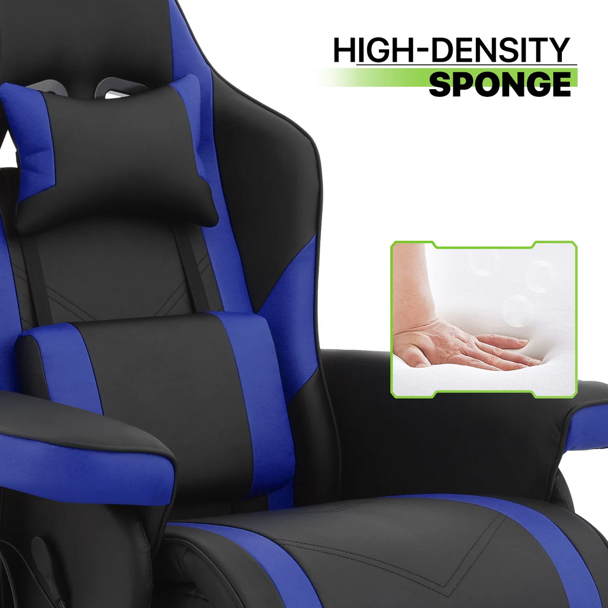 Blue Leather Gaming Recliner Chair with Cup Holder H9351