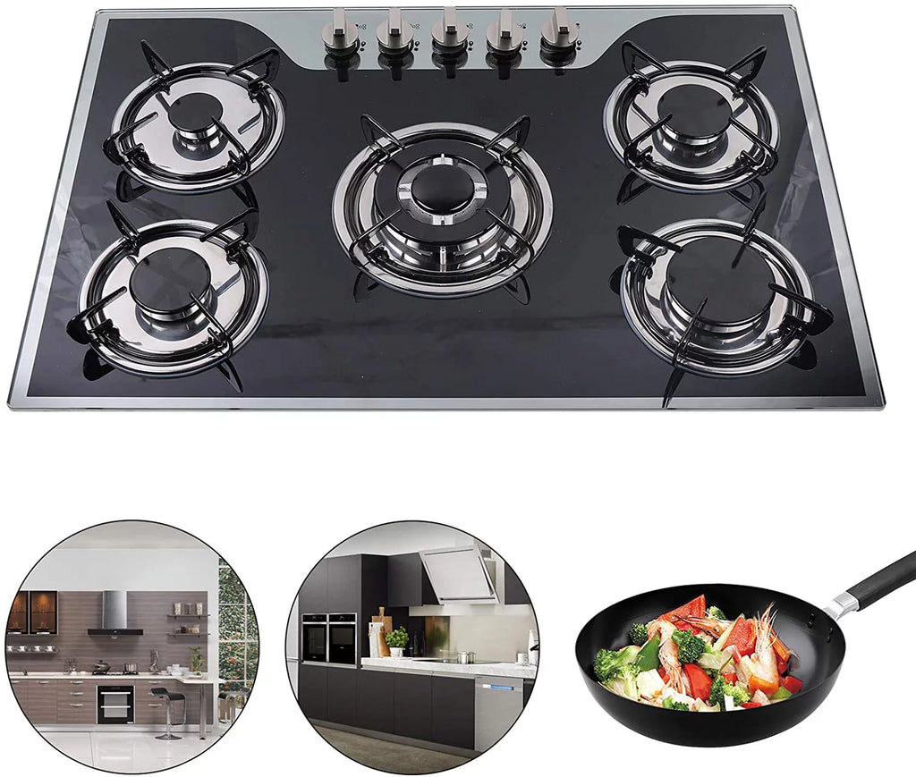 Gas Cooktops 5 Burner Tempered Glass K979