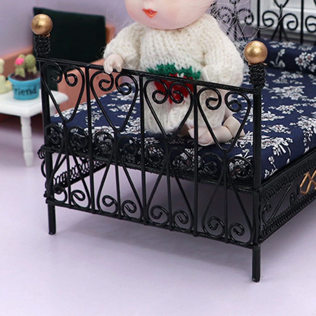 Compact Metal Dollhouse Bed Z50471