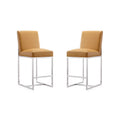 Camel Polished Chrome Stainless Steel Counter Height Bar Stool Set of 2 Z4704