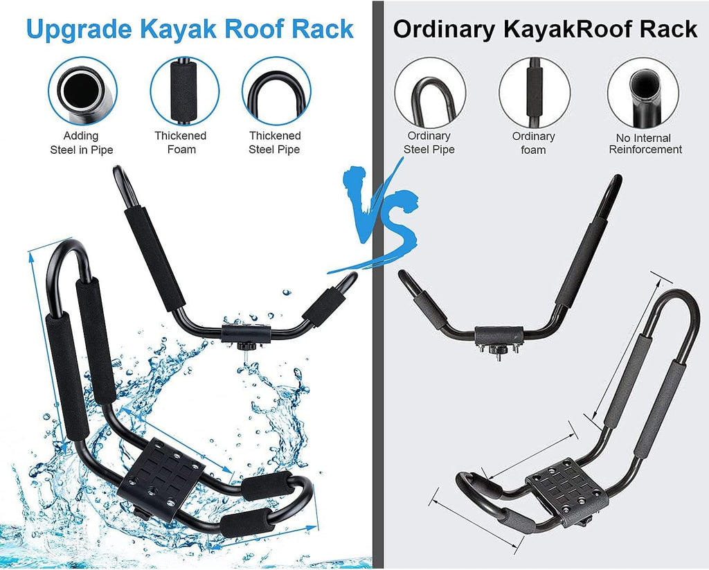 2PCS J-Bar Kayak Roof Rack with 2 7.2Ft Ratchet Lashing Straps V808