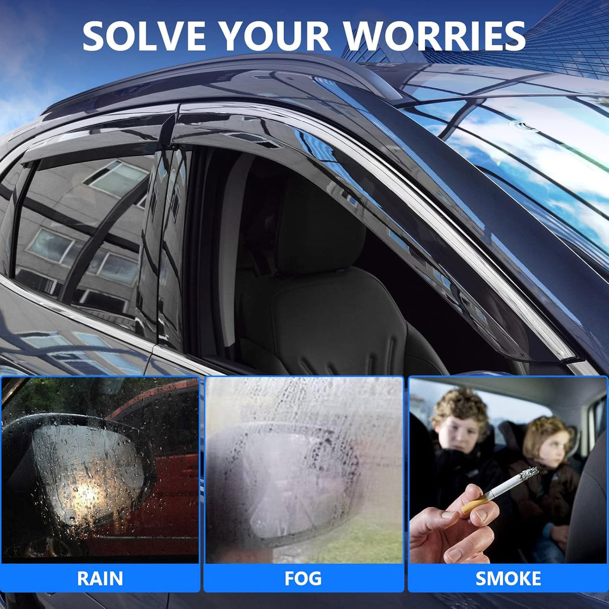 Tape-on Side Window Deflector for Ford Escape K44013