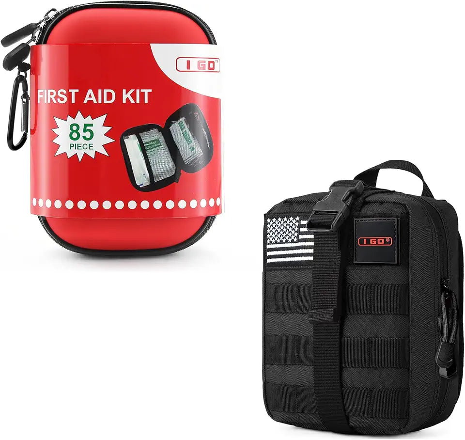85 Pieces Hard Shell Mini First Aid Kit and 251 Pieces Tactical Trauma First Aid Bag Q987153