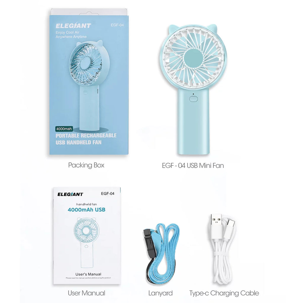 4 Speeds Mini Handheld Fan USB Rechargeable Q6259