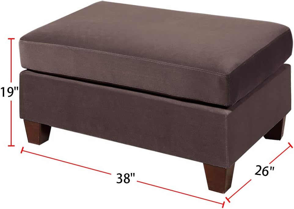 Dark Coffee Velvet Rectangle Cocktail Ottoman L125