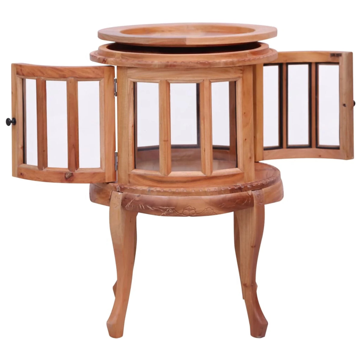 Mahogany Wood Storage Cabinet with 2 Glass Doors S371