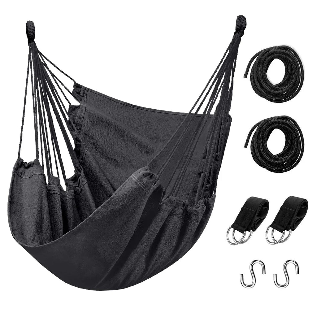 Hammock Chair with Pocket, Max 300 lbs, Dark Gray Z71896