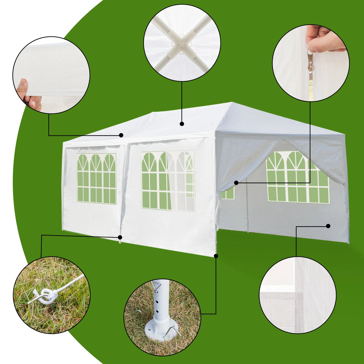 10'x 20' Party Tent Canopy with 6 Sidewalls G82972