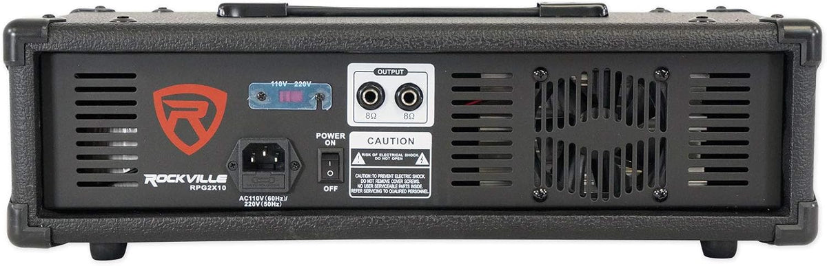 PA System Mixer/Amp with 10" Speakers, Stands, Mics, Bluetooth C14992