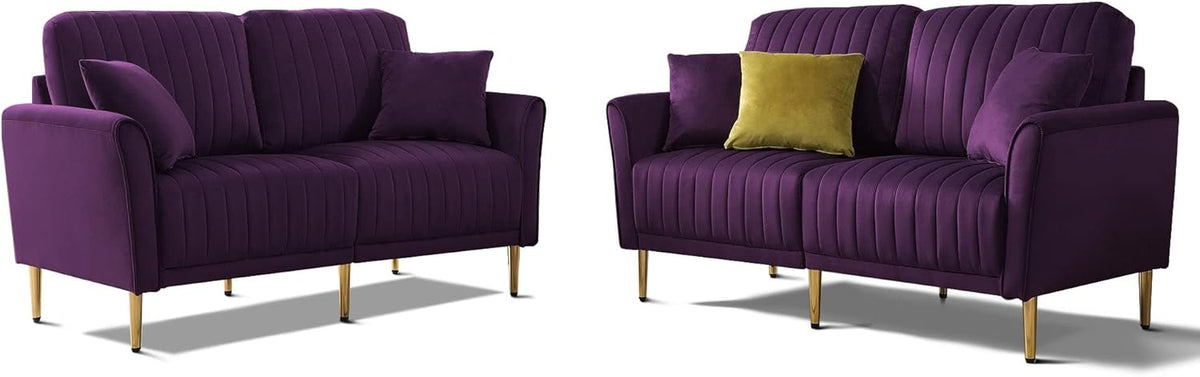 Purple Velvet Sofa and Loveseat Set Z5566