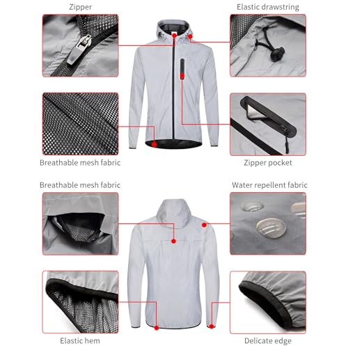 Reflective Waterproof Breathable Cycling Jacket with Hood T3888