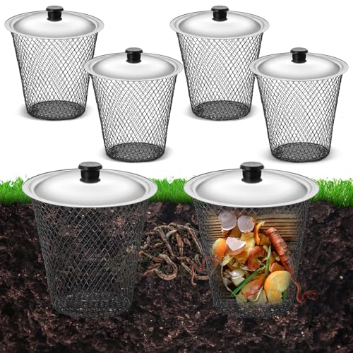 4 Pcs Worm Composter with Lids 9.1 x 9.1 x 5.9 Inch Worm Compost Bin W9818