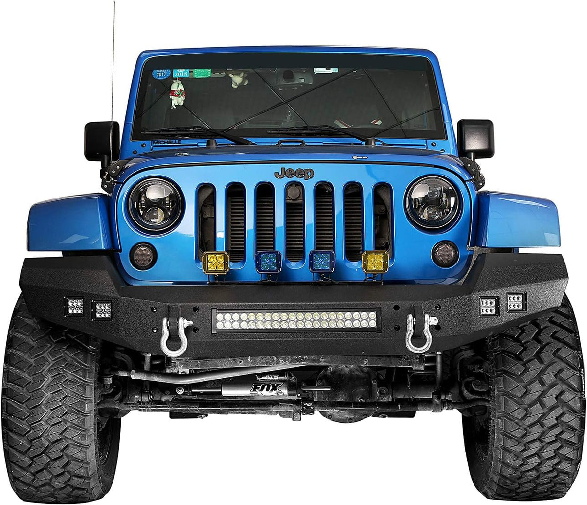 Front and Rear Bumpers with Tire Carrier & LED Light Bar & Hitch Receiver O758942