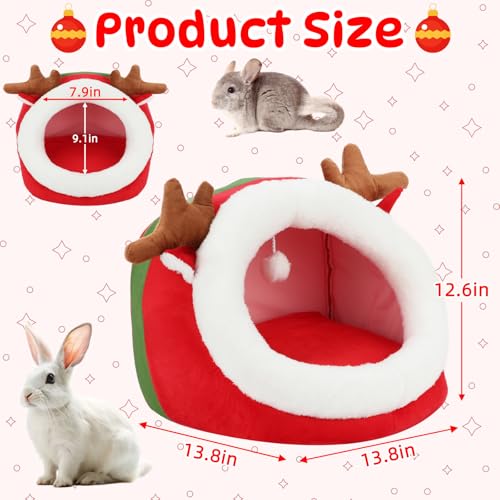 Cozy Reindeer Christmas Pet Bed Cave with Removable Cushion K220