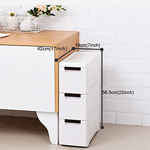 Narrow Storage Drawer Cart with Slide Out Drawer, Plastic Storage Tower with Wheels X540
