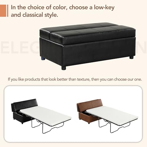 Twin Size Leather Folding Ottoman Sleeper Chair Bed A764