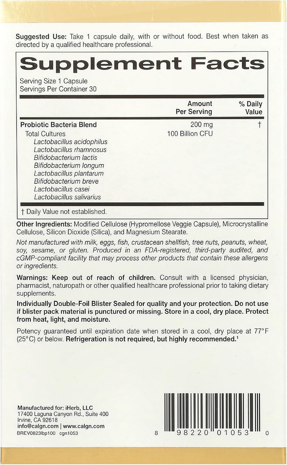 30 Veggie Capsules Probiotics A58451