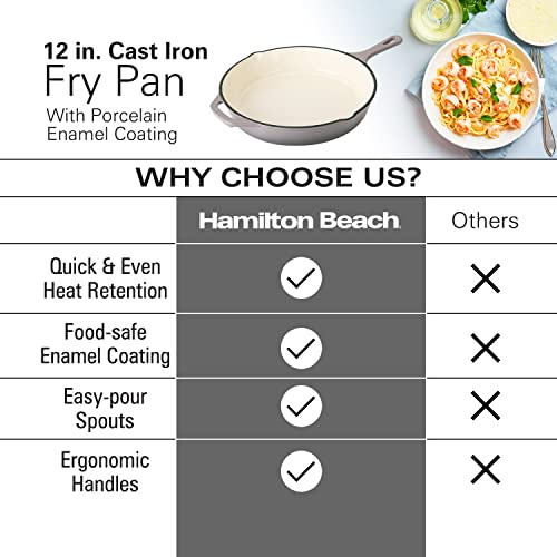 Cream Enameled Cast Iron Fry Pan 10-Inch Y827