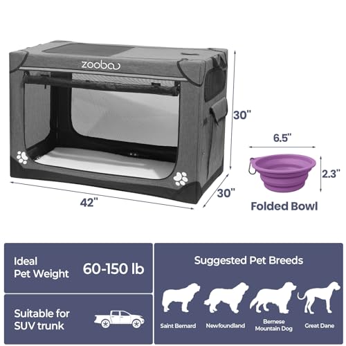 Charcoal Gray Portable Soft Dog Crate with Carry Bag C301079