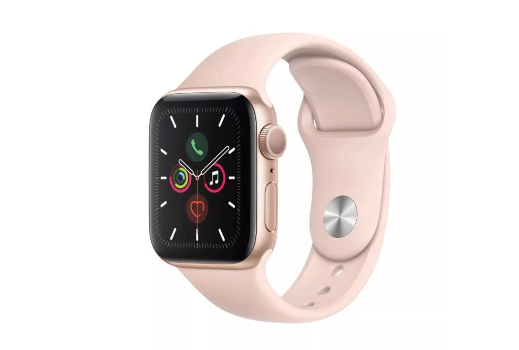 Gold Aluminum 44mm Apple Watch Series 5 with Pink Sand Sport Band V9336
