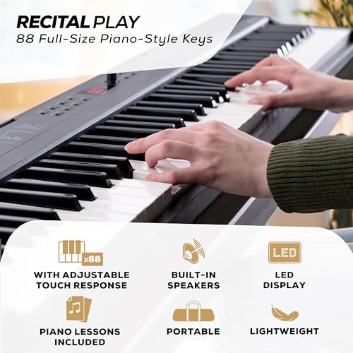 88 Key Keyboard Piano with 480 Sounds, Speakers, USB MIDI, Carry-Bag, Stand, Headphones, Pedal V1568