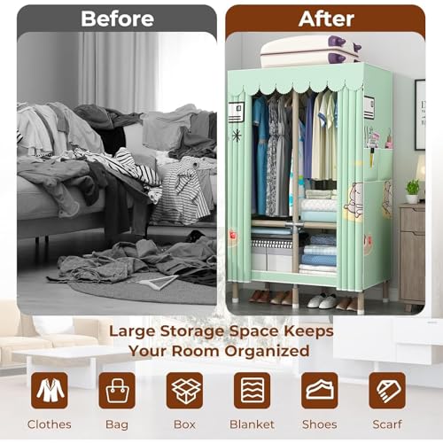 Canvas Wardrobe with Shelves and Hanging Rail K65989
