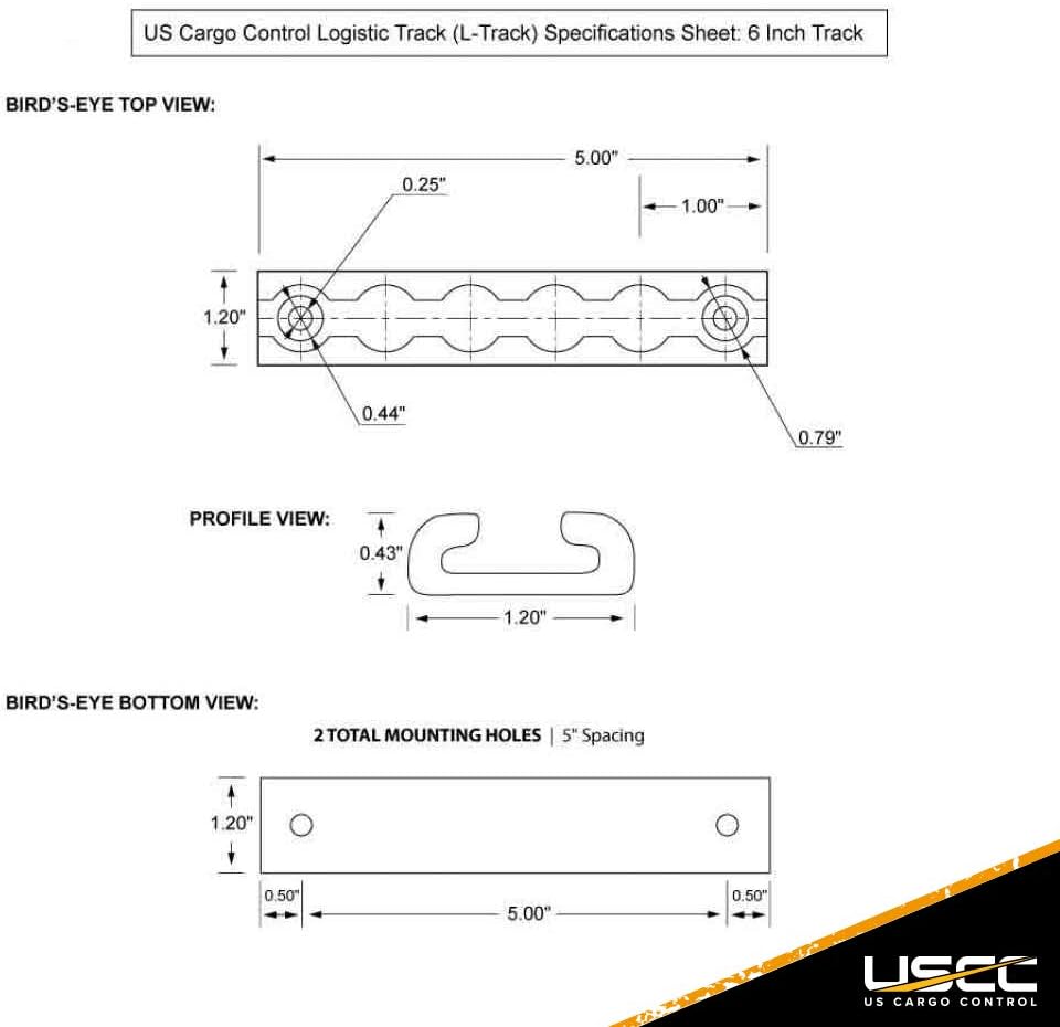 Black L Track 6 Inch Length 4 Pack U6778