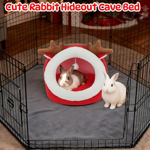 Cozy Reindeer Christmas Pet Bed Cave with Removable Cushion K220