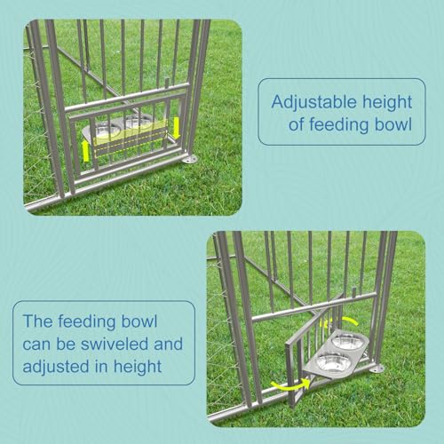 Large Outdoor Galvanized Steel Dog Kennel with Cover, 90" L x 90" W x 65" H Z323042