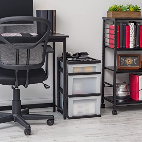 Black Plastic 4-Drawer Rolling Cart L758568