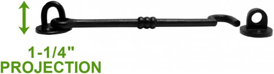 Black Wrought Iron Cabin Hook Eye 7 Inches Long Pack of 6 T4179