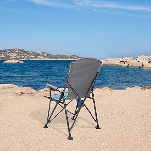 Tan & Gray Heavy-Duty Folding Camping Quad Chair with Cup Holder X594
