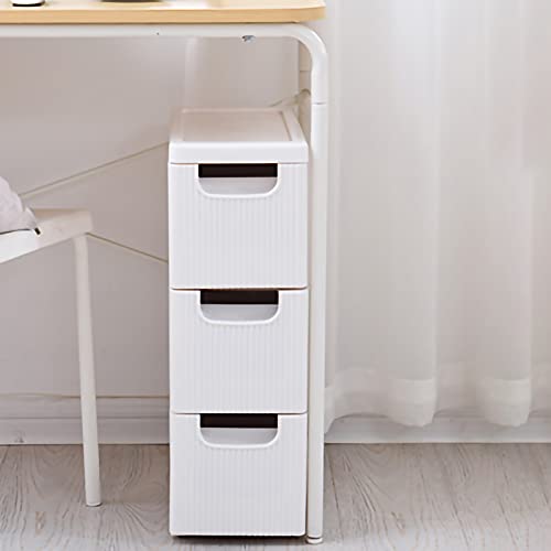 Narrow Storage Drawer Cart with Slide Out Drawer, Plastic Storage Tower with Wheels X540