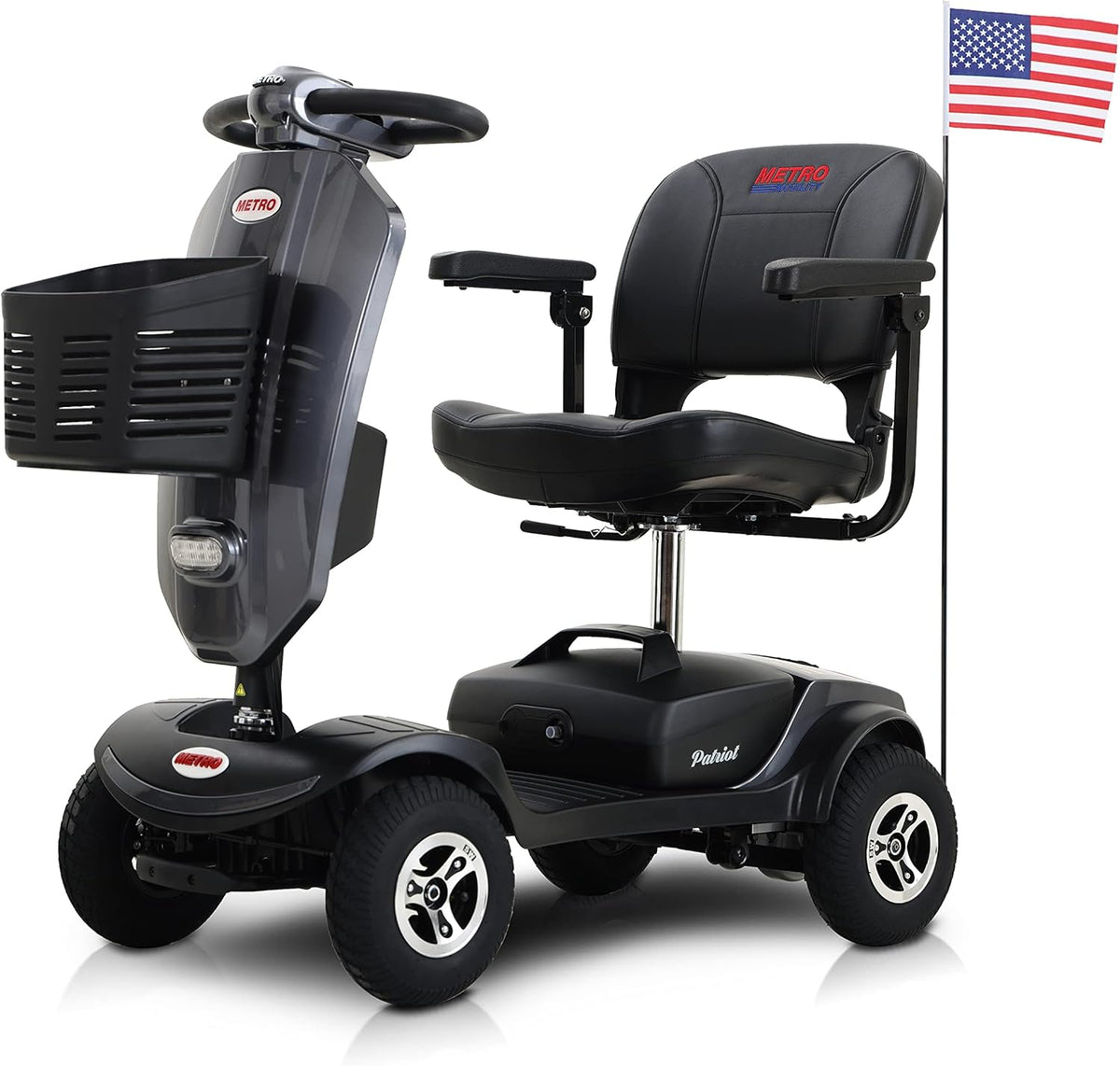 Grey Foldable 4 Wheel Mobility Scooter with 300 lbs Capacity T237
