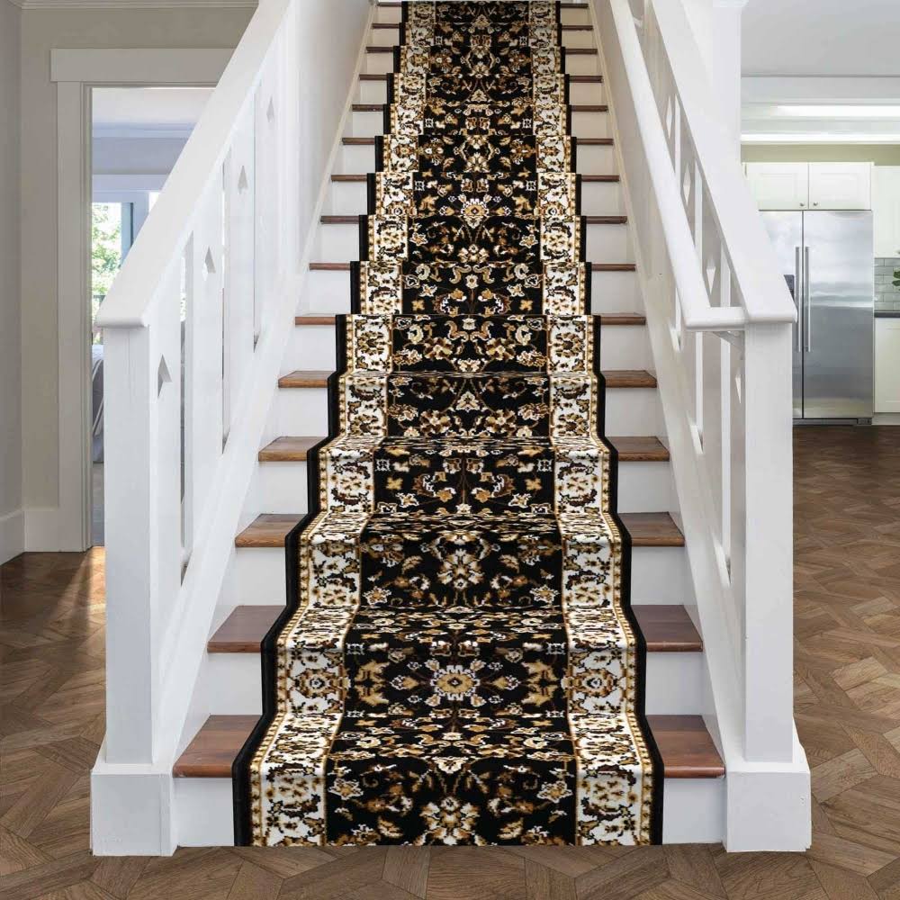 Persian Black Stair Carpet Runner L60065