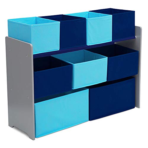 Grey/Blue Kids Wood Table and Chair Set with Toy Organizer D317